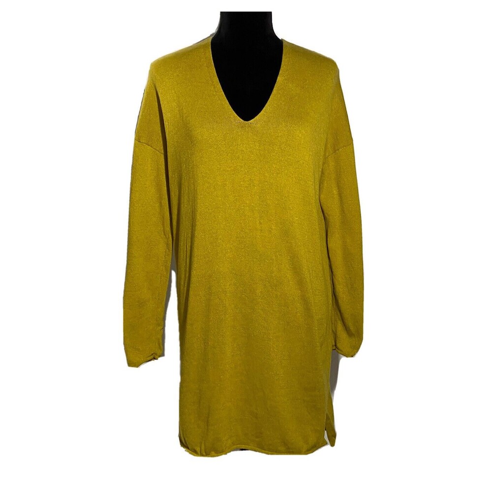 Ellison Sweater Dress SMALL Mustard Yellow Gold‎ Tunic Long Sl Drop Shoulder